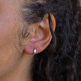 Pair Of 925 Sterling Silver Simple Rounded Edge Hugger Minimal Hoop Earrings